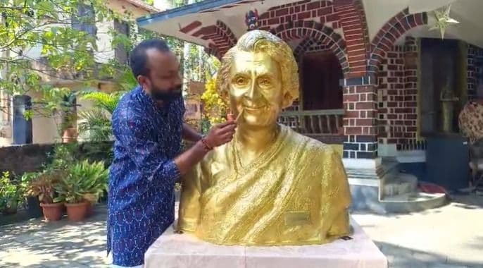 ഇന്ദിരാഗാന്ധിയുടെ സ്മരണയ്ക്കായി ശില്പം ഒരുങ്ങി